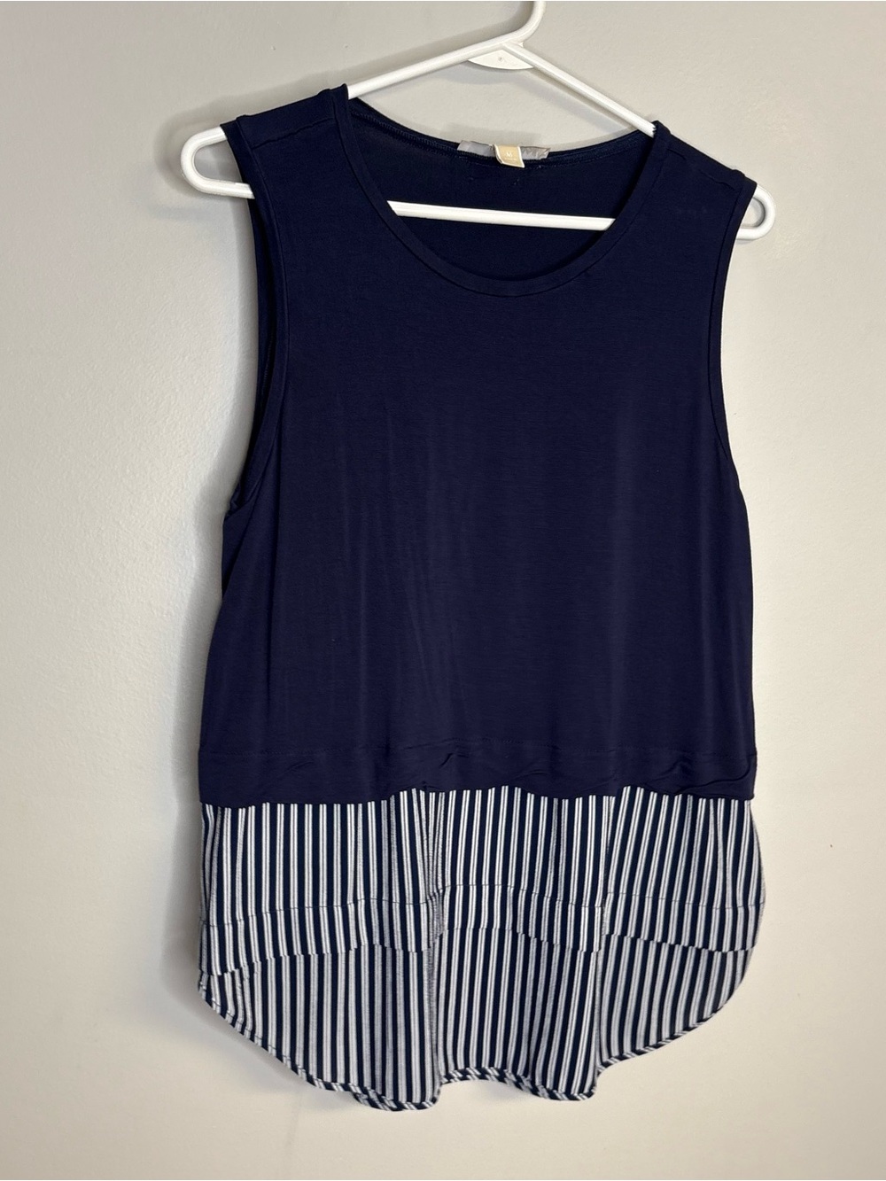 MICHAEL Michael Kors Navy Sleeveless Tank with Striped Hem
